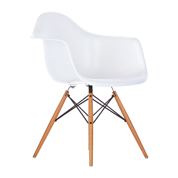 Poltrona Daw Eames Bianca, Base Acero