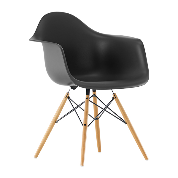 Poltrona Daw Eames Nera, Base Acero