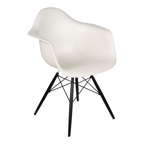 Sedia Daw Eames Plastic Armchair Bianca, Base Nera