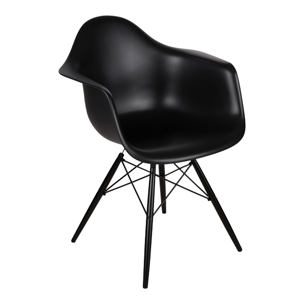 Sedia Daw Eames Plastic Armchair Nera, Base Nera