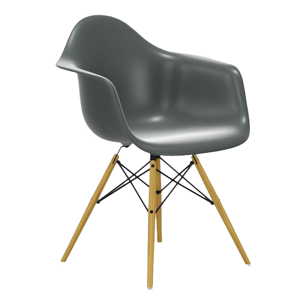Poltrona Daw Eames Grigio Granito, Base Acero