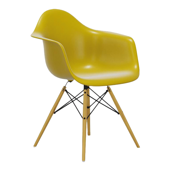 Poltrona Daw Eames Senape, Base Acero