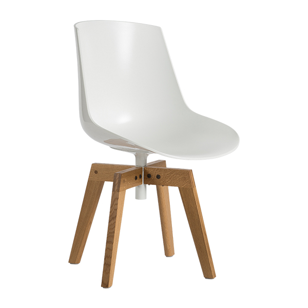 Sedia Flow Bianca Girevole Con Base 4 Gambe