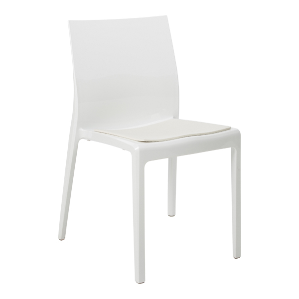 Sedia Nancy Bianca Con Cuscino In Feltro Bianco