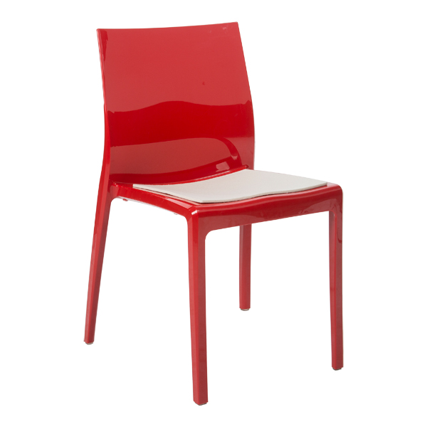 Sedia Nancy Rossa Con Cuscino In Feltro Bianco