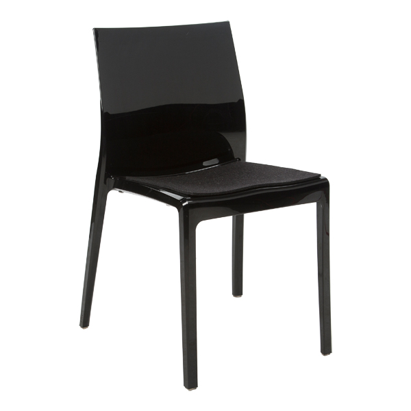 Sedia Nancy Nera Con Cuscino In Feltro Antracite