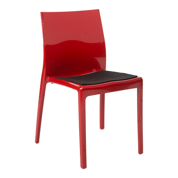 Sedia Nancy Rossa Con Cuscino In Feltro Antracite