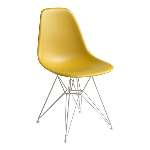 Dsr Sedia Eames In Plastica Seduta Bianca Senape