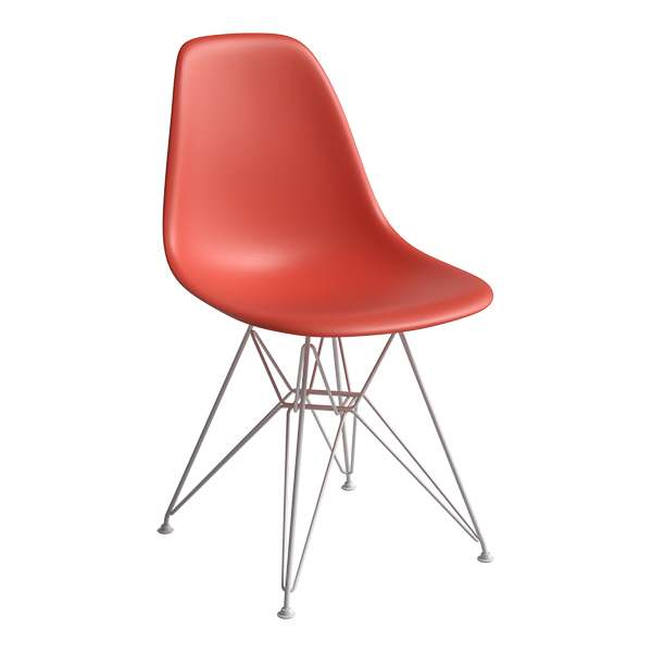 Dsr Sedia Eames In Plastica Seduta Bianca Rosso Papavero