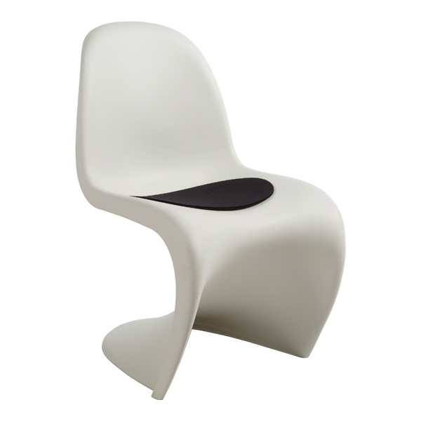 Sedia Panton Bianca Con Cuscino In Feltro Nero