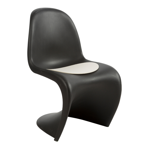 Sedia Panton Nera Con Cuscino In Feltro Bianco
