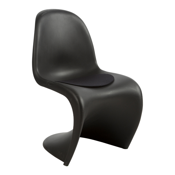 Sedia Panton Nera Con Cuscino In Feltro Nero