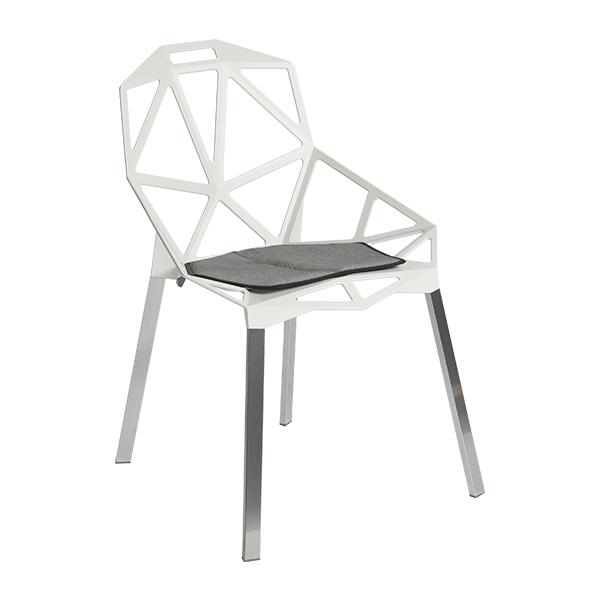 Chair One Bianco Con Cuscino Grigio Nero