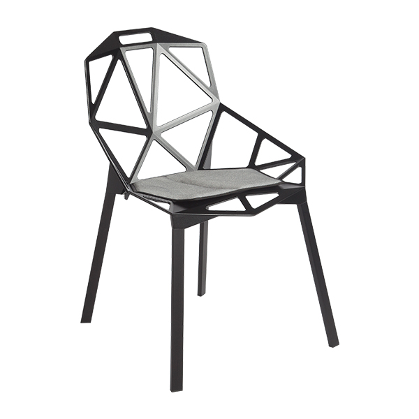 Chair One Nero Con Cuscino Grigio Nero