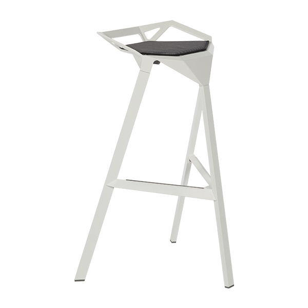 Stool One Bianco Con Cuscino Grigio Nero