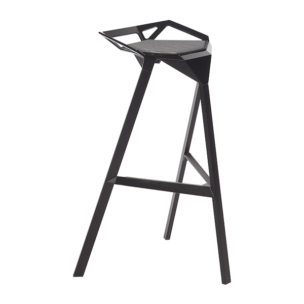 Stool One Nero Con Cuscino Grigio Nero