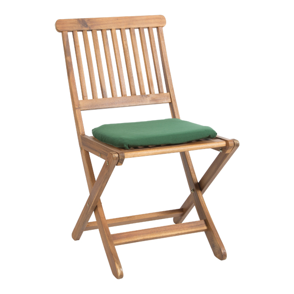 Sedia Pieghevole In Legno Samoa Con Cuscino Verde W46 Sh45cm