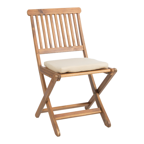 Sedia Pieghevole In Legno Samoa Con Cuscino Crema W46 Sh45cm