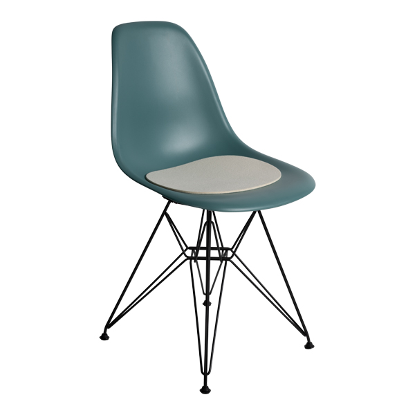 Dsr Chair Black Oceanblue Seat With Felt Pad White