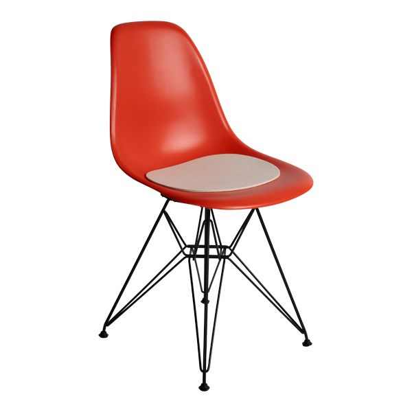Dsr Chair Black Poppy Red Seat With Felt Pad White