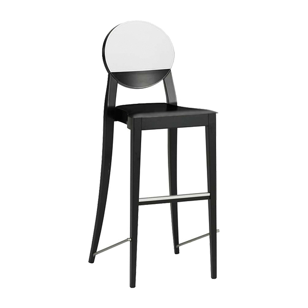 Sgabello Copenhagen Nero, Seduta In Pelle Nera