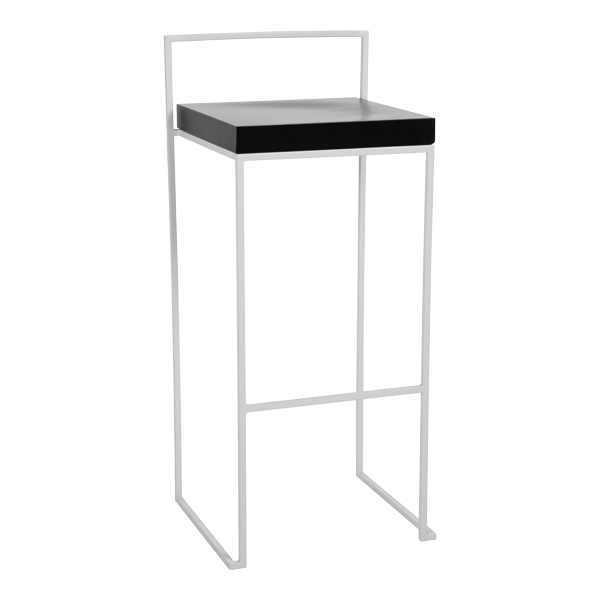 Sgabello Da Bar Monza Bianco Con Seduta Nera L39 Sh75 Cm