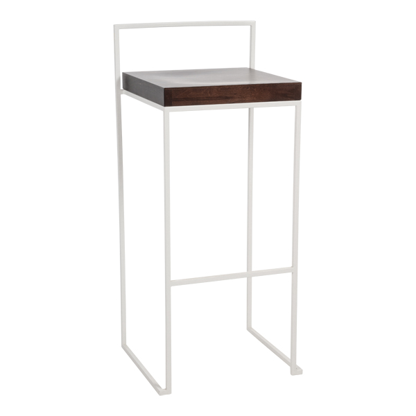 Sgabello Da Bar Monza Bianco Con Seduta In Noce L39 Sh75 Cm