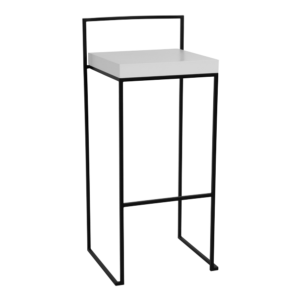 Sgabello Da Bar Monza Nero Con Seduta Bianca L39 Sh75 Cm