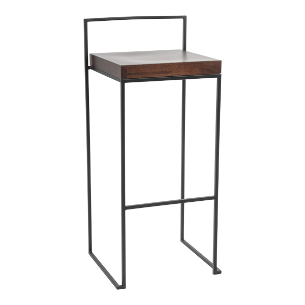 Sgabello Da Bar Monza Nero Con Seduta In Noce L39 Sh75 Cm