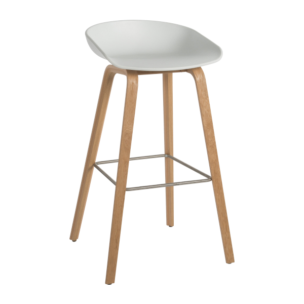 Sgabello About A Stool Aas 32 Seduta Bianca, Base Rovere
