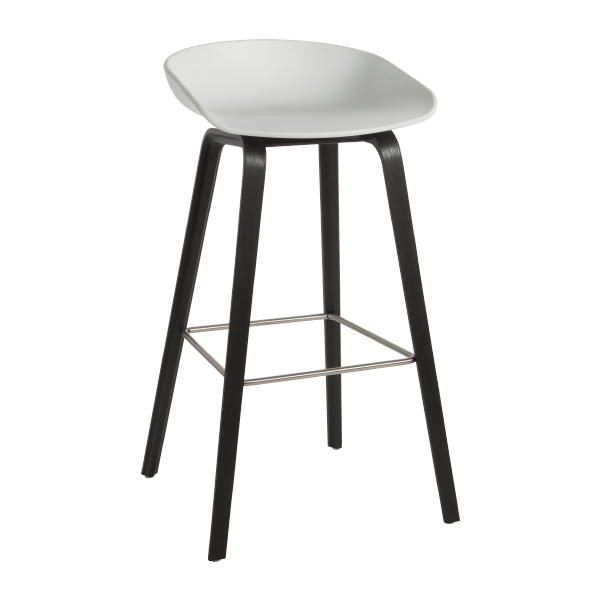 Sgabello About A Stool Aas 32 Seduta Bianca, Base Nera