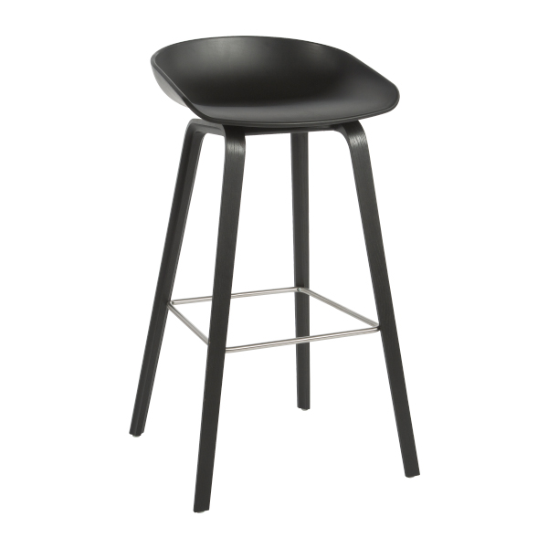 Sgabello About A Stool Aas 32 Seduta Nera, Base Nera