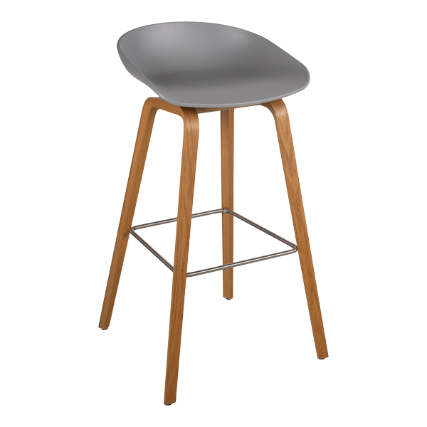 Sgabello About A Stool Aas 32 Seduta Grigio, Base Rovere