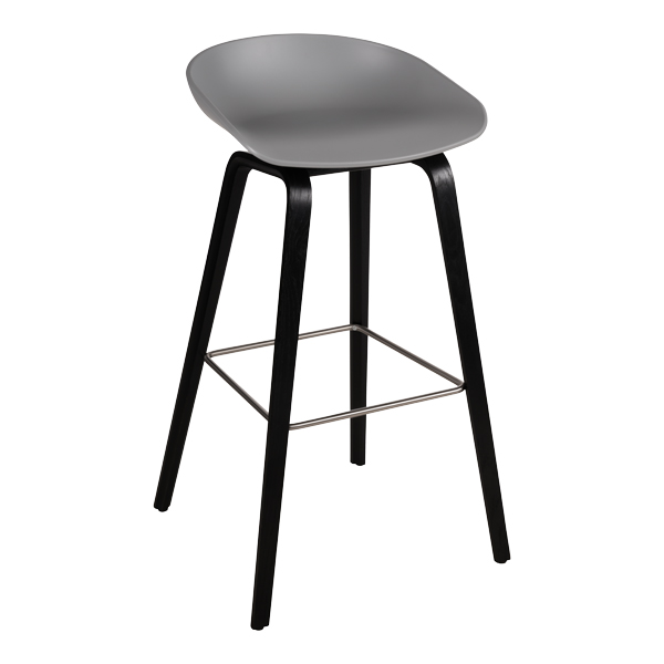 Sgabello About A Stool Aas 32 Cemento Grigia, Base Nero