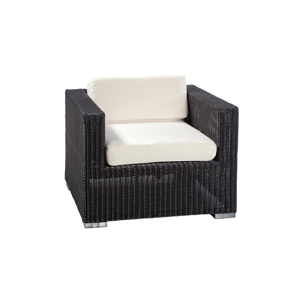 Poltrona Granada Nera Con Set Di Cuscini Bianco Crema