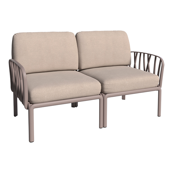 Divano 2 Posti Komodo Taupe Con Set Di Cuscini Taupe