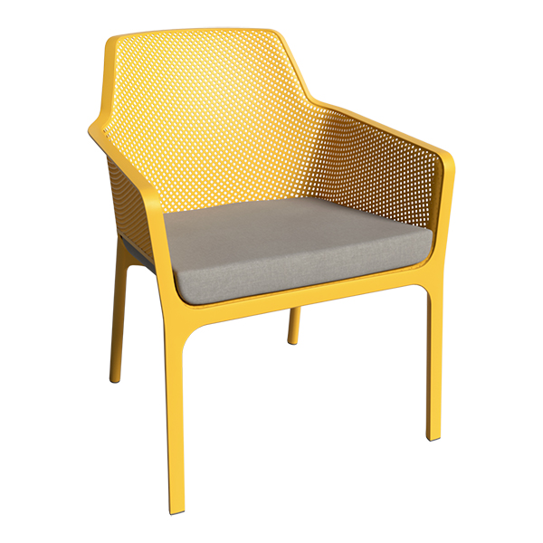 Poltroncina Net Relax Senape Con Cuscino Grigio