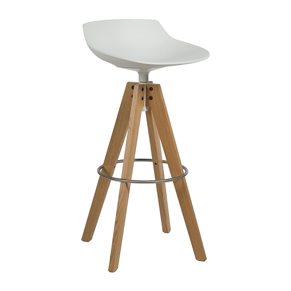 Sgabello Flow Bianco Girevole, 4 Gambe