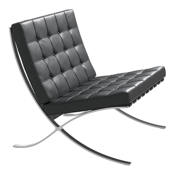 Sedia Barcelona Con Cuscino Nero W75 D76 H77 Sh43 Cm
