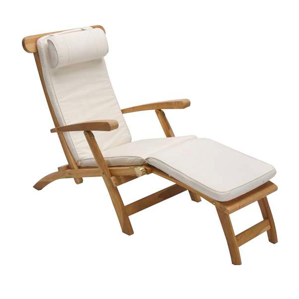 Sdraio Bali In Teak Massiccio Con Cuscino Crema