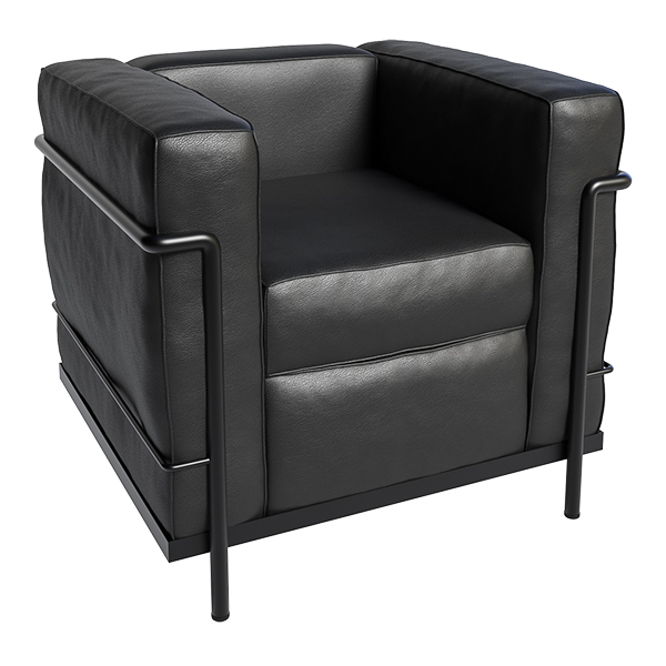 Poltrona Lc2 Pelle Nero Grafite Struttura Nera