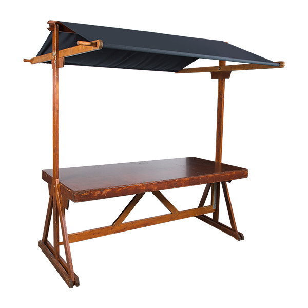 Bancarella In Legno L200 W95 H243 Cm Con Telone Nero