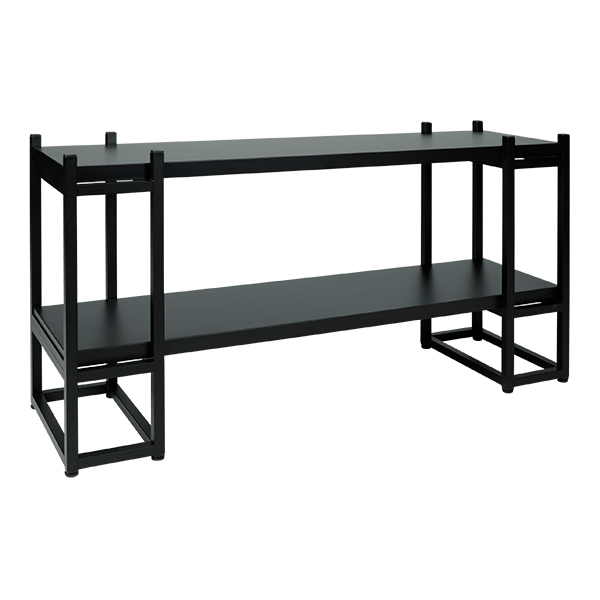 Scaffale Malta Nero Con 2 Ripiani L140 D43 H72 Cm