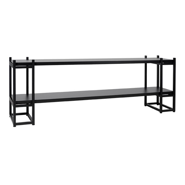 Scaffale Malta Nero Con 2 Ripiani L200 D43 H72 Cm