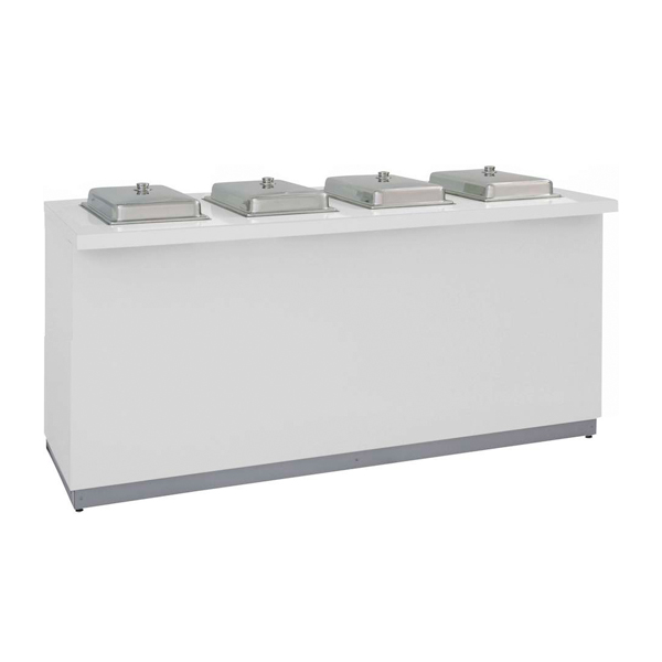 Bancone Buffet Bianco L200 D90 H95cm Per 4 Vaschette D'acqua