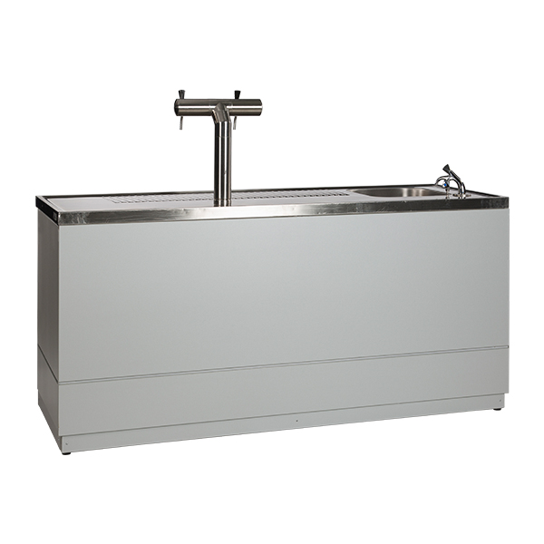 Bancone Birra Grigio Argento W200 D70 H95cm Con Piano Cns