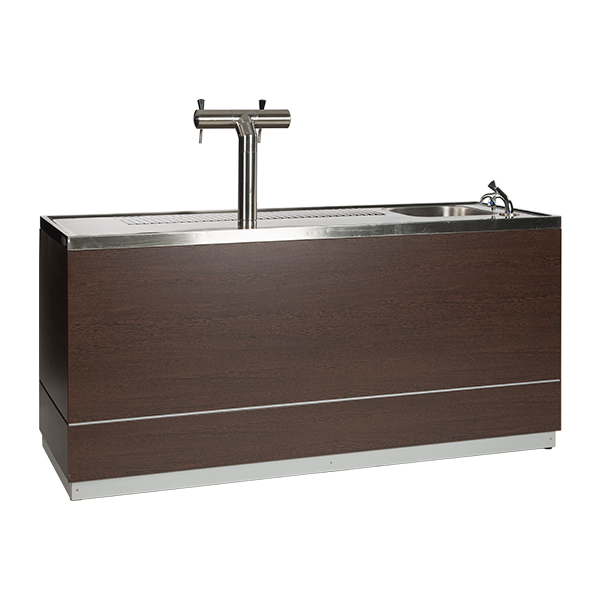 Bancone Birra Decoro In Legno W200 D70 H95cm Con Piano Cns
