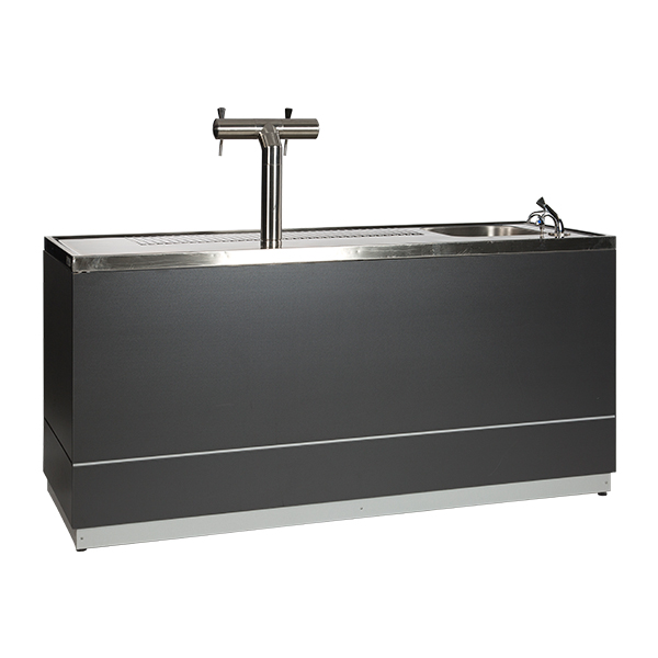 Bancone Birra Antracite W200 D70 H95cm Con Piano Cns