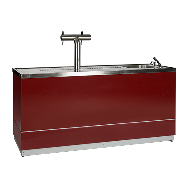 Bancone Birra Rosso W200 D70 H95 Cm Con Piano Cns