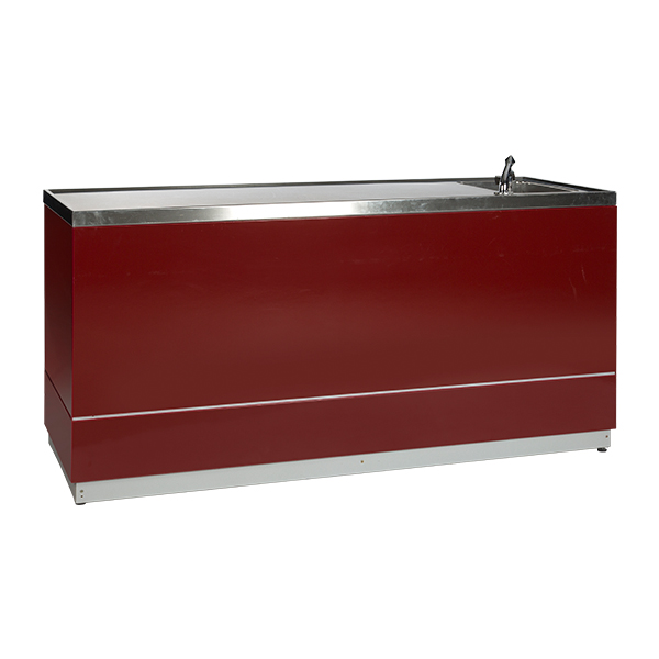 Bancone Champagne Rosso W200 D70 H95cm Piano Cns